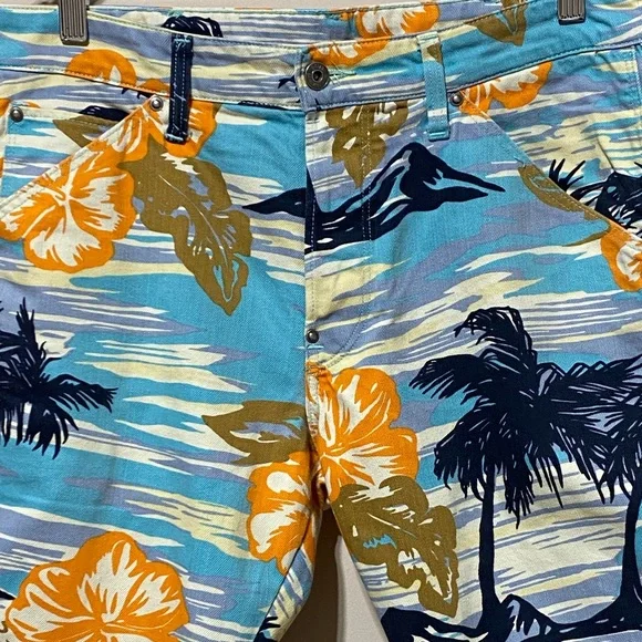 G-Star 5622 3D + Pharrell Williams Beach Hawaiian Floral Palm Tree Jeans Size 32 - Picture 10 of 16